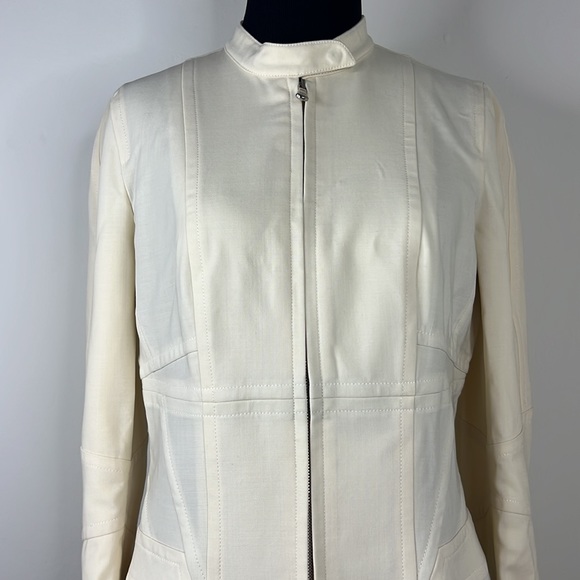 KAUFMANFRANCO Cream Long Coat Jacket 8/44 - Picture 2 of 12